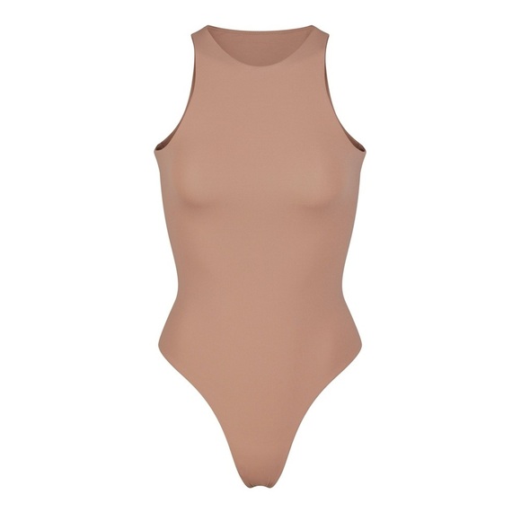 SKIMS Fits Everybody High Neck Thong Bodysuit in Sienna - Picture 3 of 6
